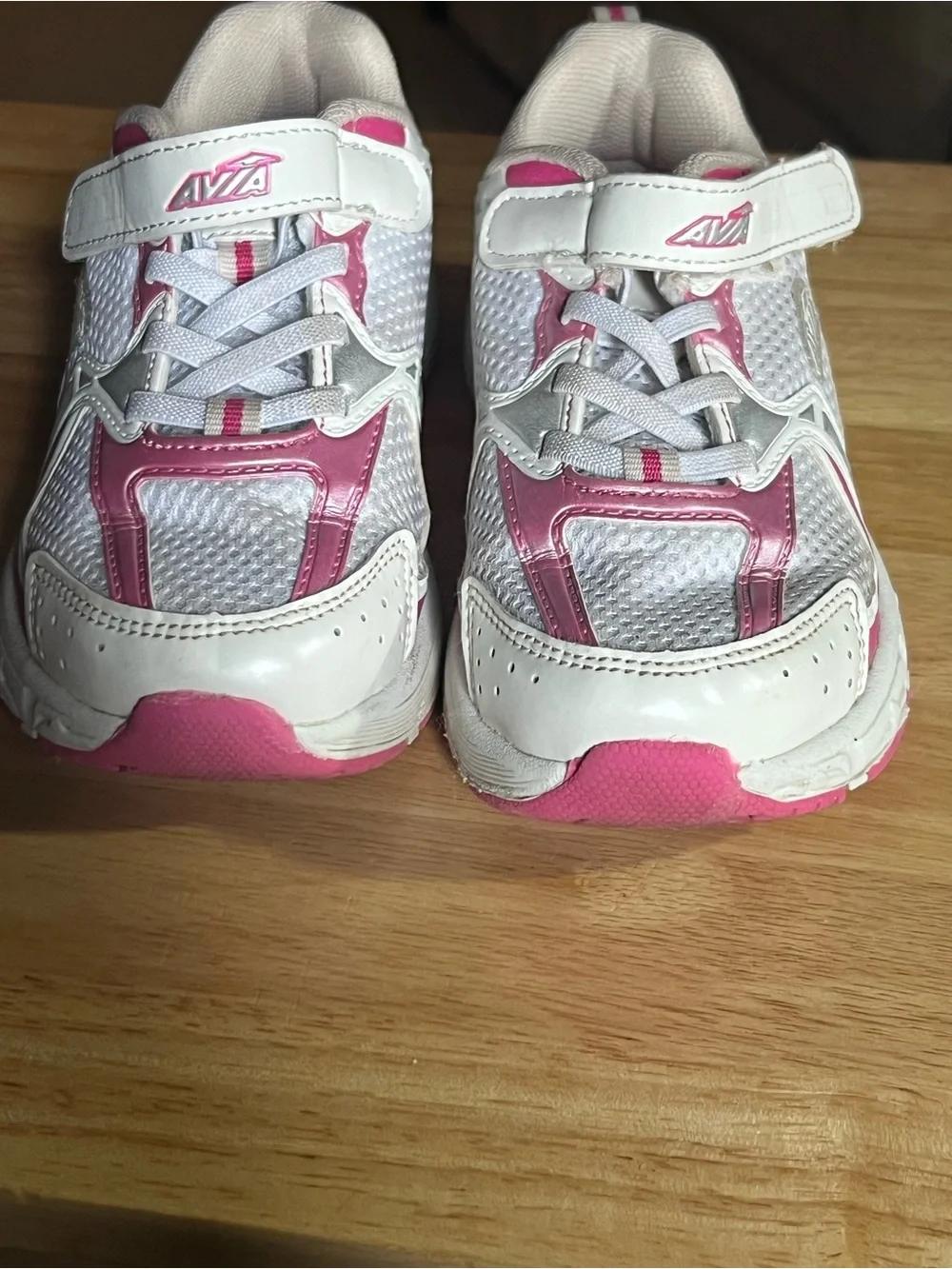 Kids White and Pink Athletic Sneakers size 12